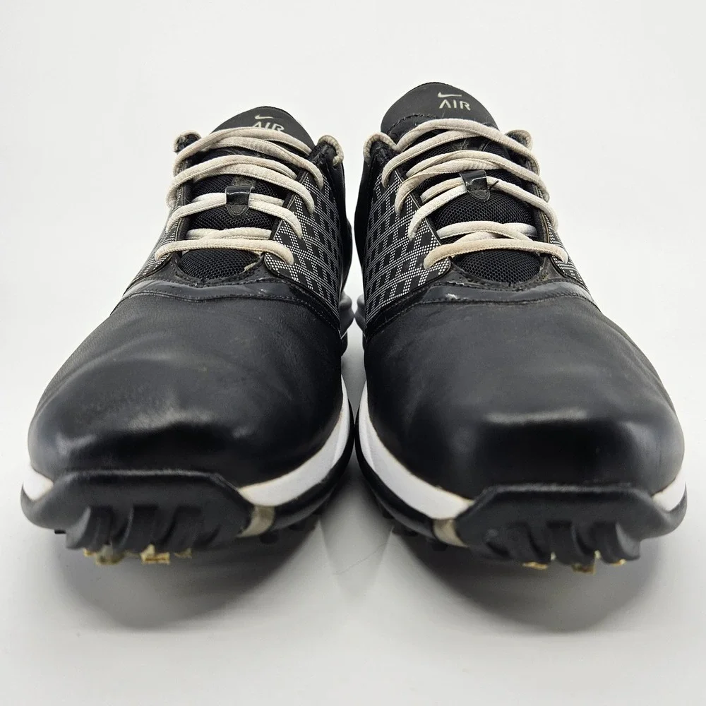 Men's Nike Air Embellish Golf Shoes‎ Black Leather Spiked Performance Athletic